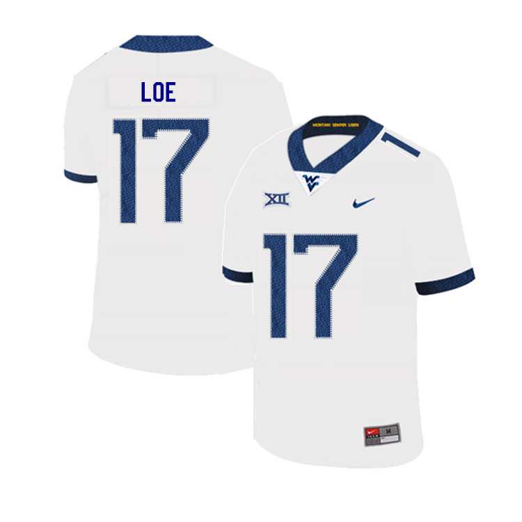 2019 Men #17 Exree Loe West Virginia Mountaineers College Football Jerseys Sale-White - Click Image to Close